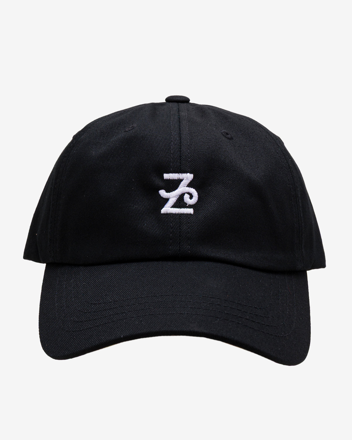 Black Flying Z Ball Cap with white detailing by Zephan Parker, embroidered Flying Z mark, made in Houston, Texas