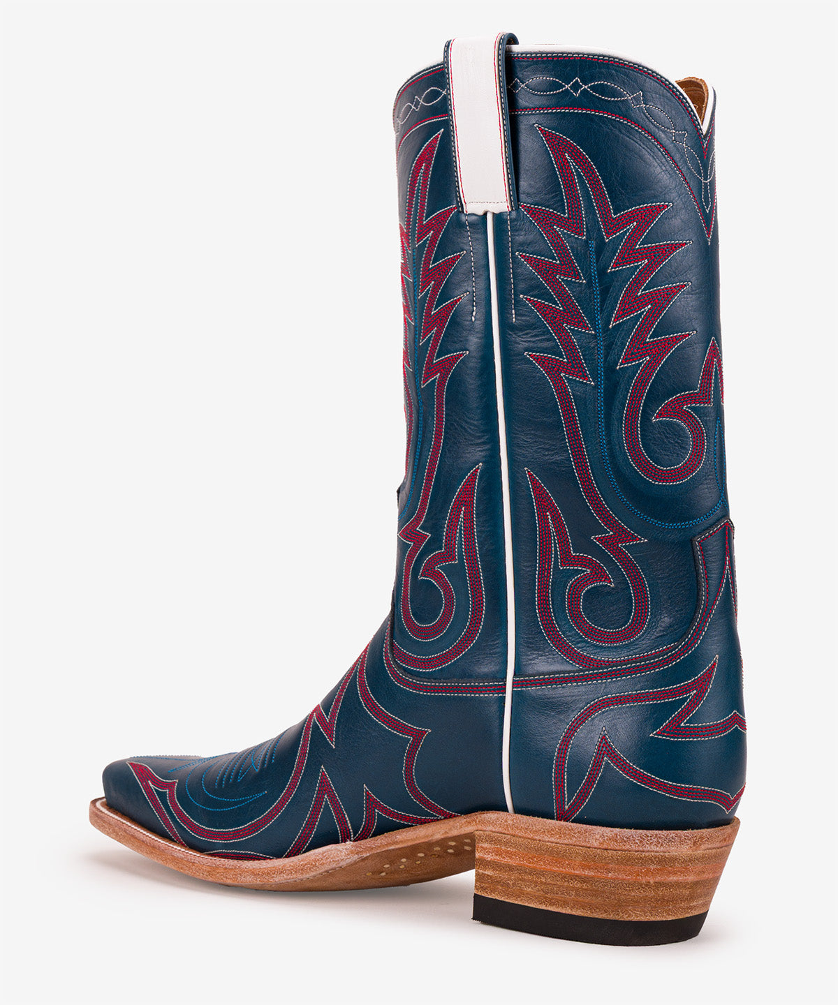 Side view of the Ray Jones Boot showing the 12-inch top and 1½-inch Western walking heel
