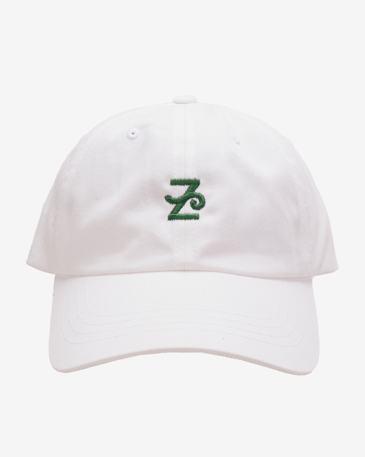White Flying Z Ball Cap by Zephan Parker, embroidered Flying Z mark, made in Houston, Texas
