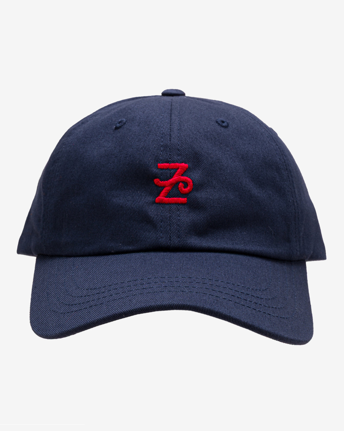 Navy Flying Z Ball Cap with red detailing by Zephan Parker, embroidered Flying Z mark, made in Houston, Texas