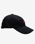Side view of the black Flying Z Ball Cap showing the crown and brim