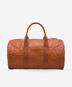 Zephan Parker Panhandle Duffel, handmade leather duffel bag in full quill ostrich