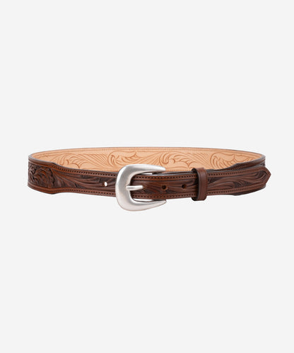 Tapered Floral Western Tooled Belt